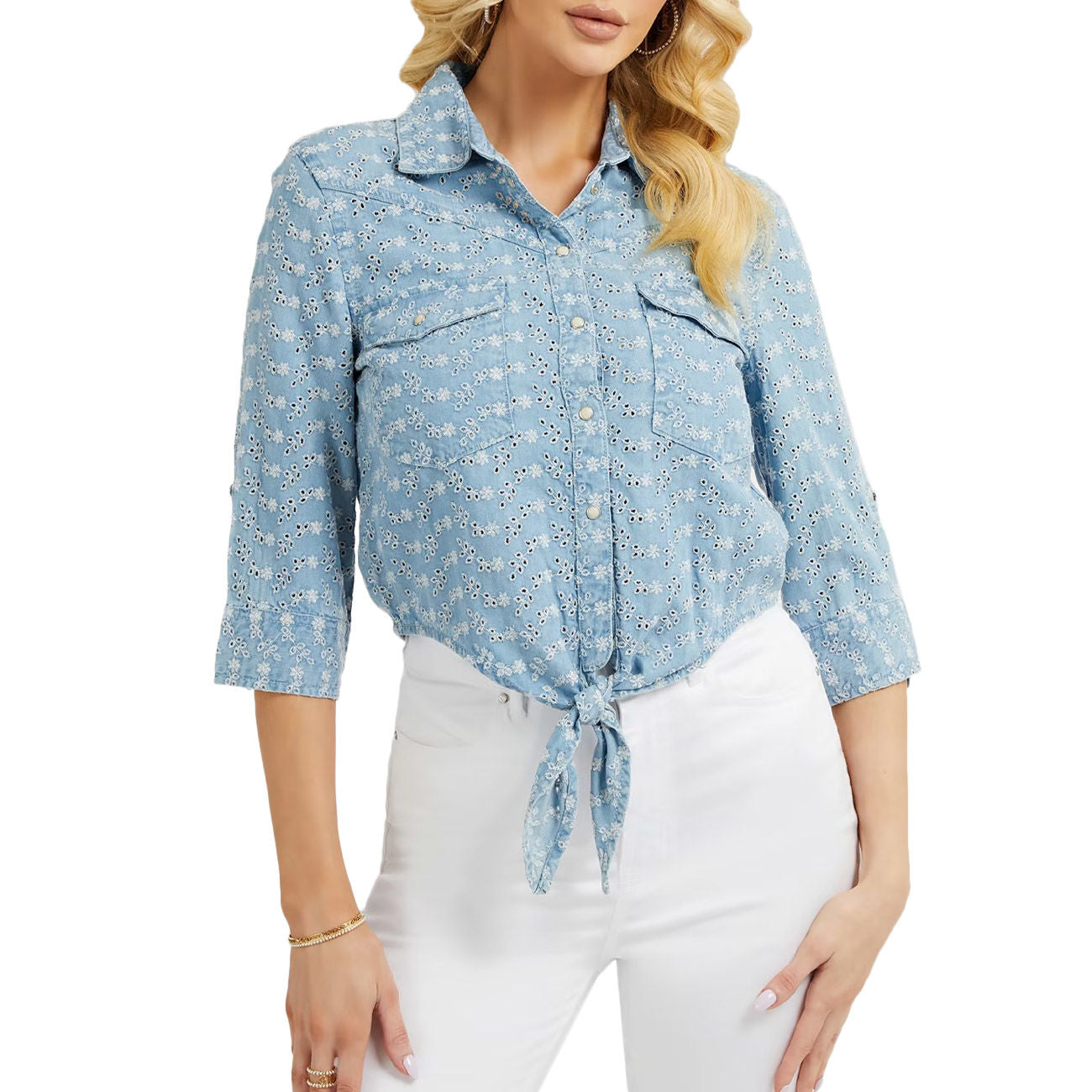 GUESS CAMICIA SEXY PIN UP Donna Denim